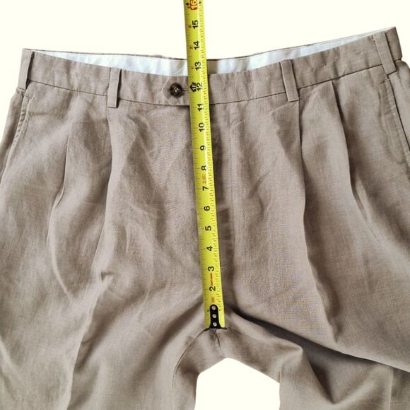 JOS. A. BANK Travelers Collection 100% Linen Pants Khaki Tan Cuffed 40 x 30 - Picture 10 of 15